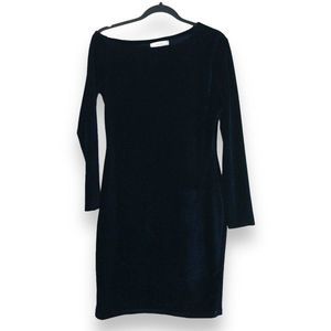 Reiss Xeni Velvet Navy Blue Long Sleeve Bodycon Dress Knee Length